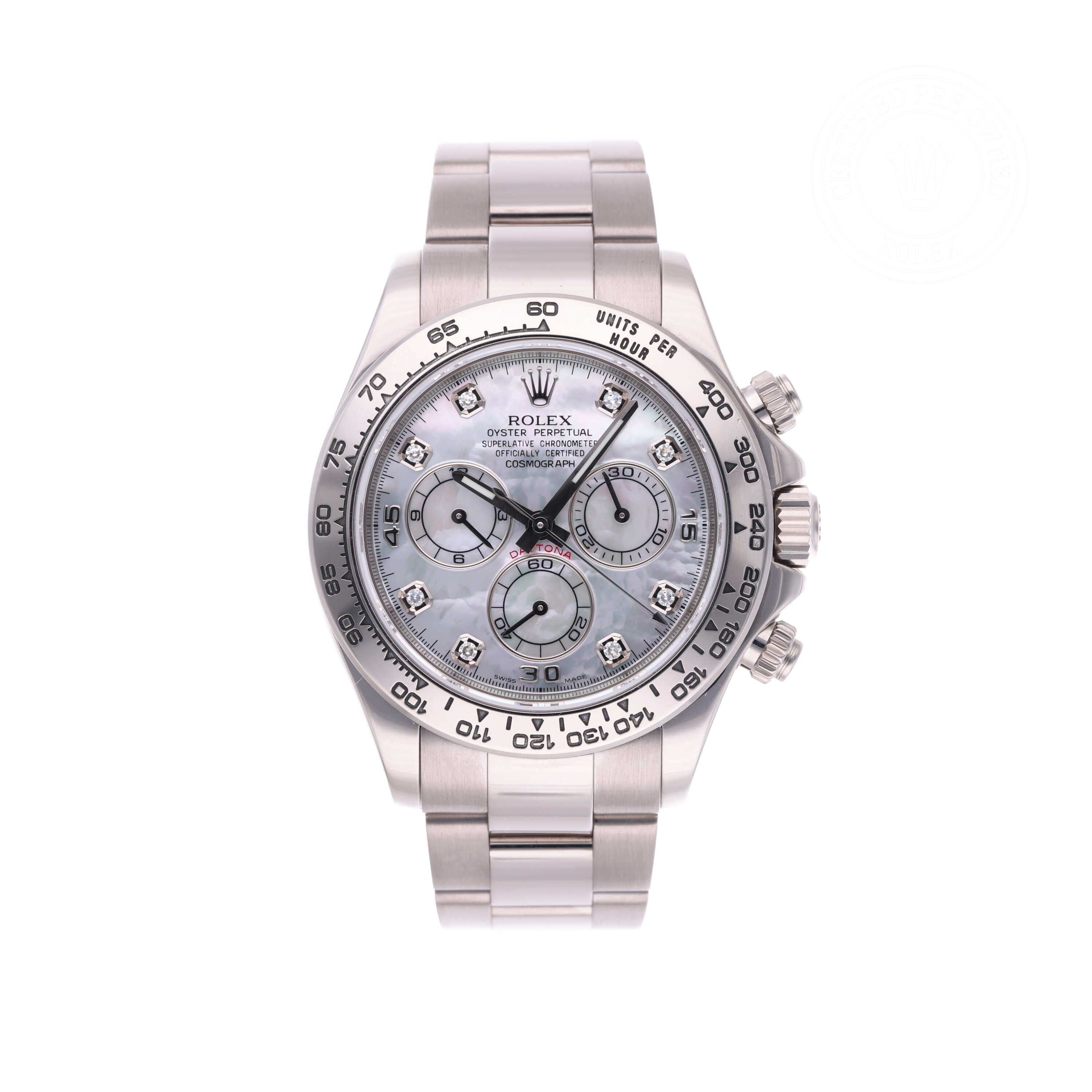 Rolex Certified Pre-owned Daytona M116509-0045 front on white background