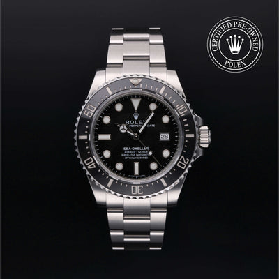 Rolex Certified Pre-owned Sea-Dweller M116600-0003 front on black background