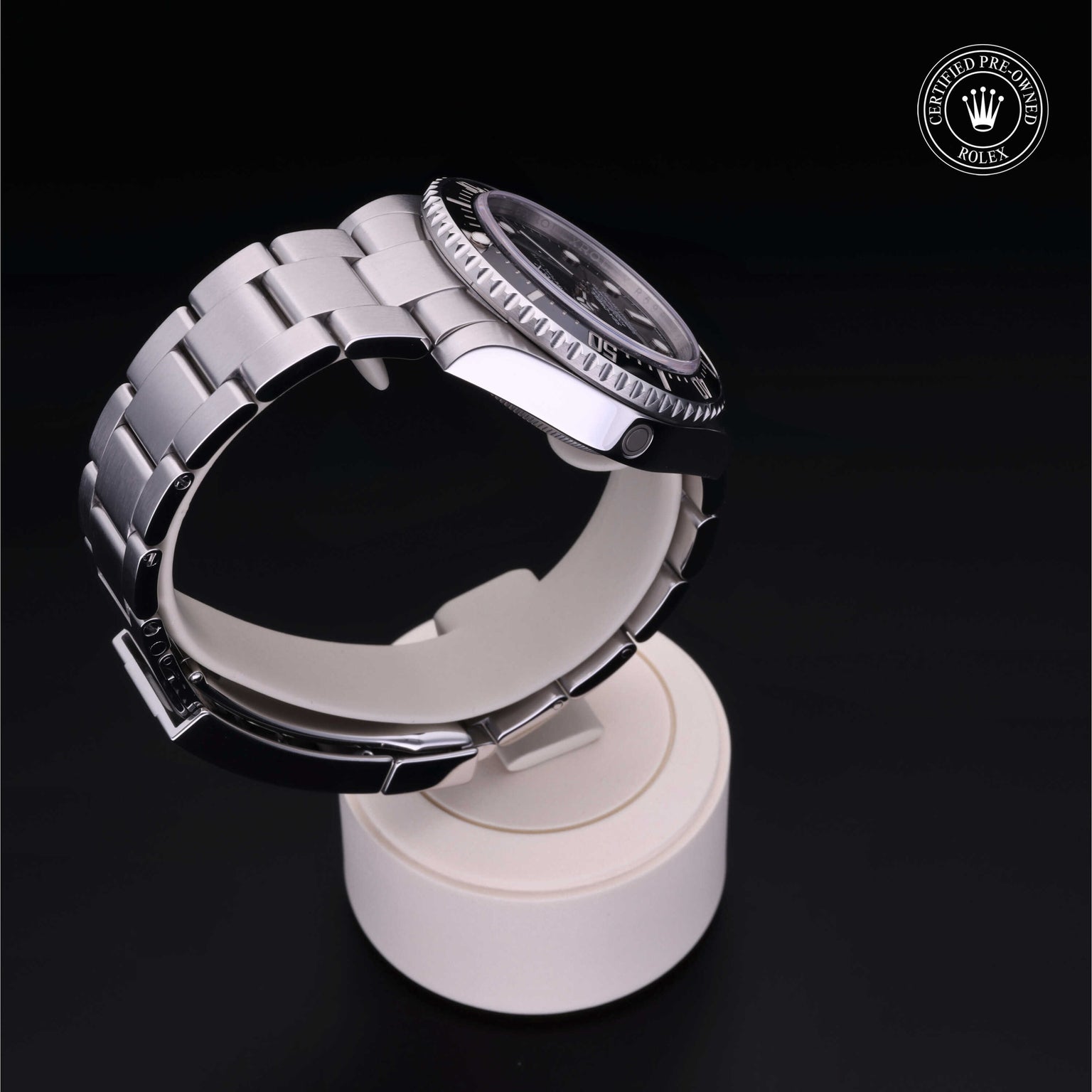 Rolex Certified Pre-owned Sea-Dweller M116600-0003 front on black background