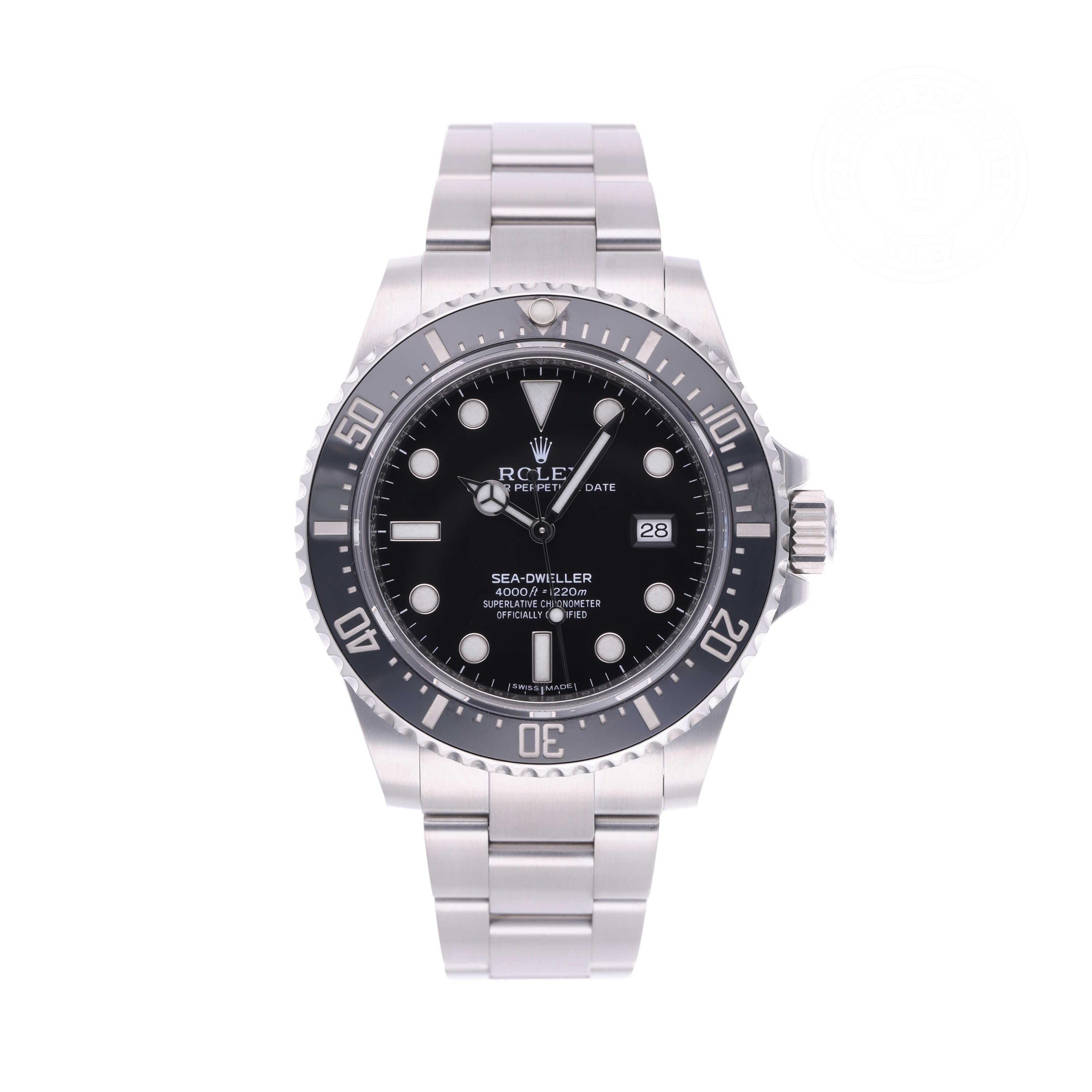 Rolex Certified Pre-owned Sea-Dweller M116600-0003 front on white background