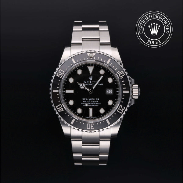 Rolex Certified Pre-owned Sea-Dweller M116600-0003 front on black background