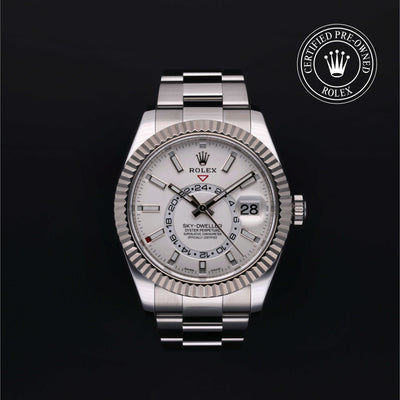 Rolex Certified Pre-owned Sky-Dweller M326934-0001 front on black background