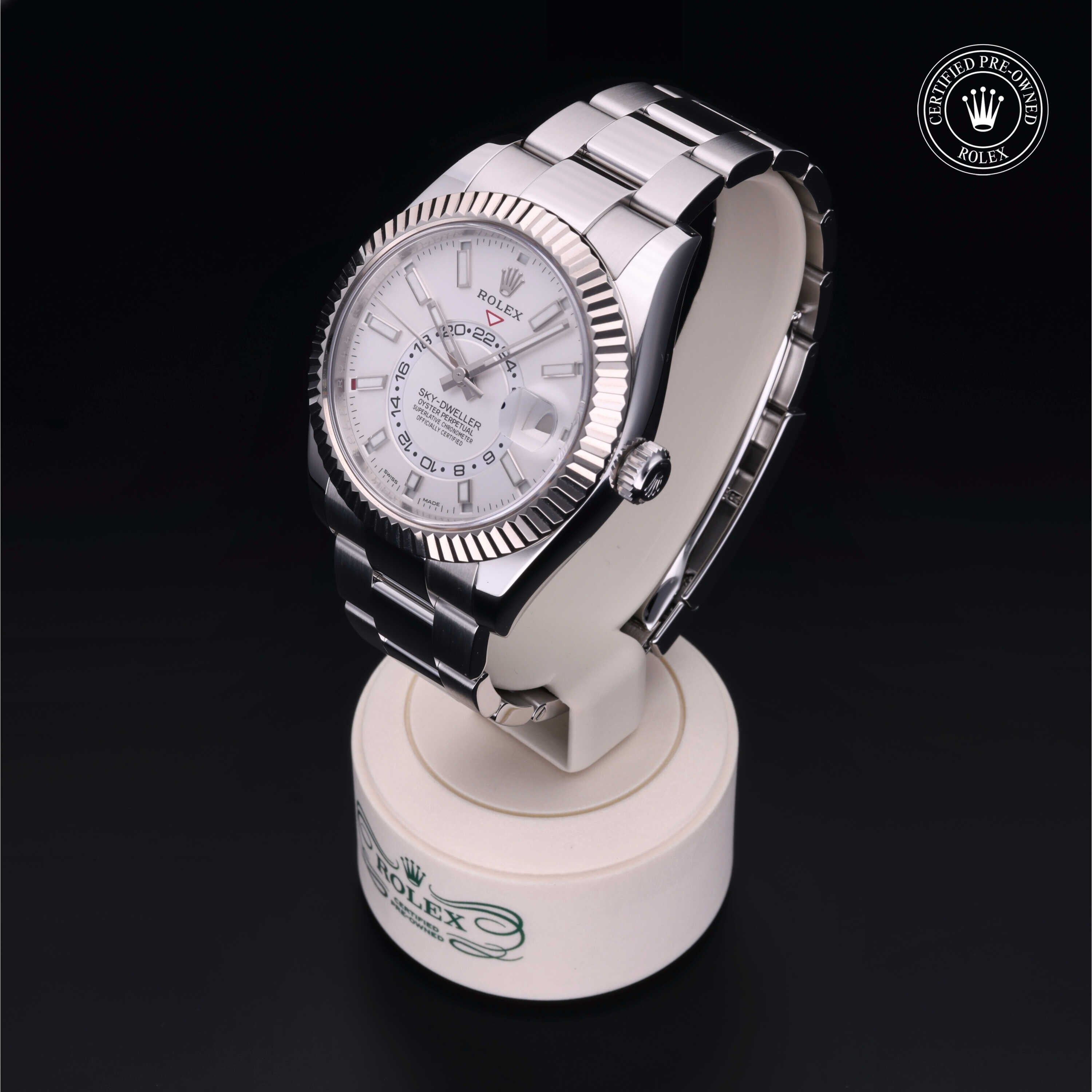 Rolex Certified Pre-owned Sky-Dweller M326934-0001 front on black background