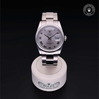 Rolex Certified Pre-owned Day-date M118209-0003 front on black background