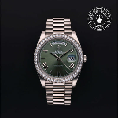 Rolex Certified Pre-owned Day-date M228349RBR-0030 front on black background