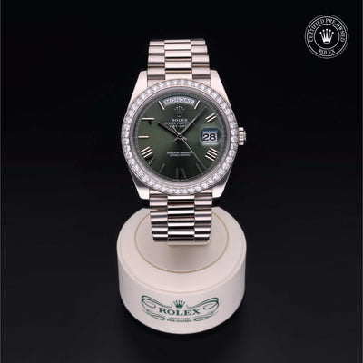 Rolex Certified Pre-owned Day-date M228349RBR-0030 front on black background