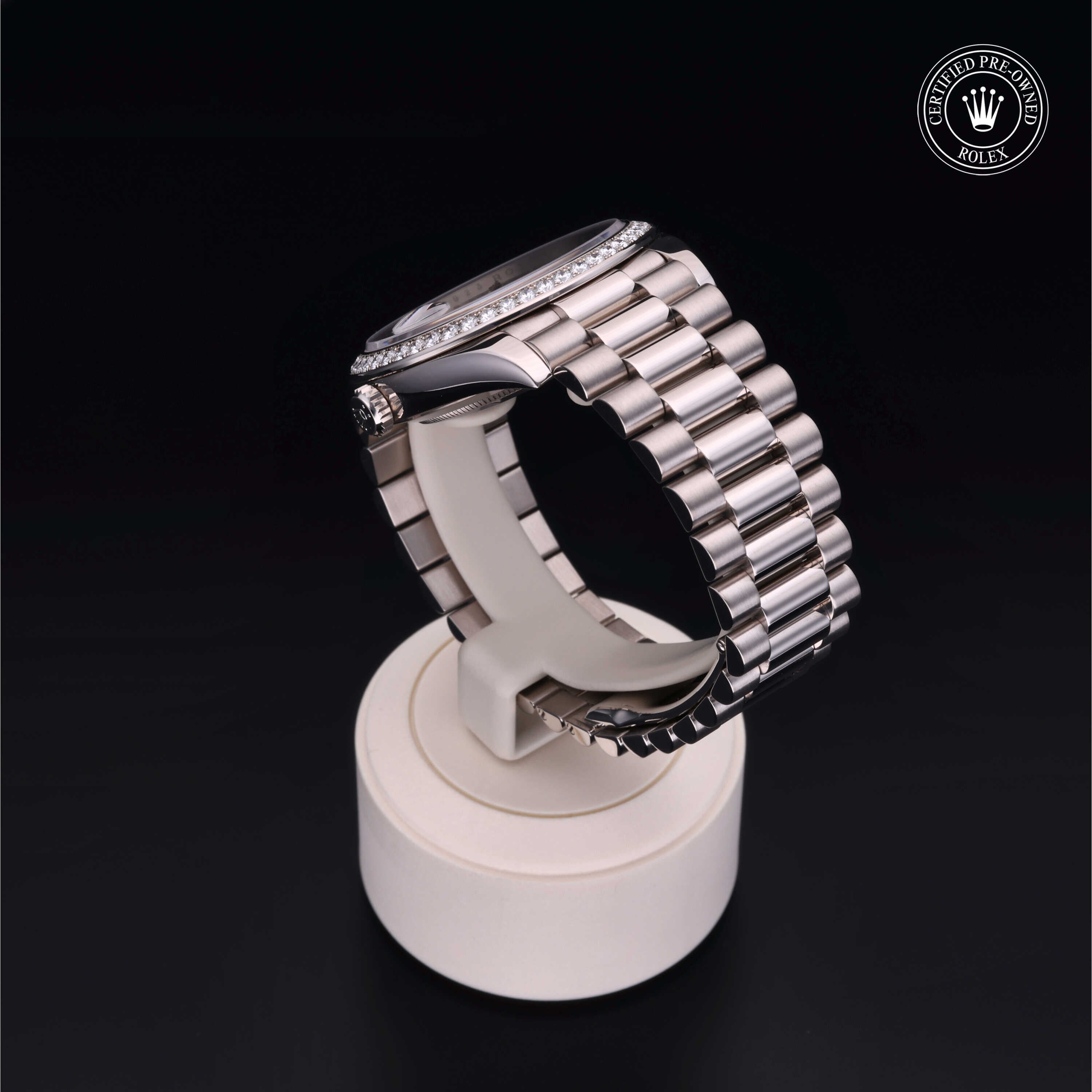 Rolex Certified Pre-owned Day-date M228349RBR-0030 front on black background