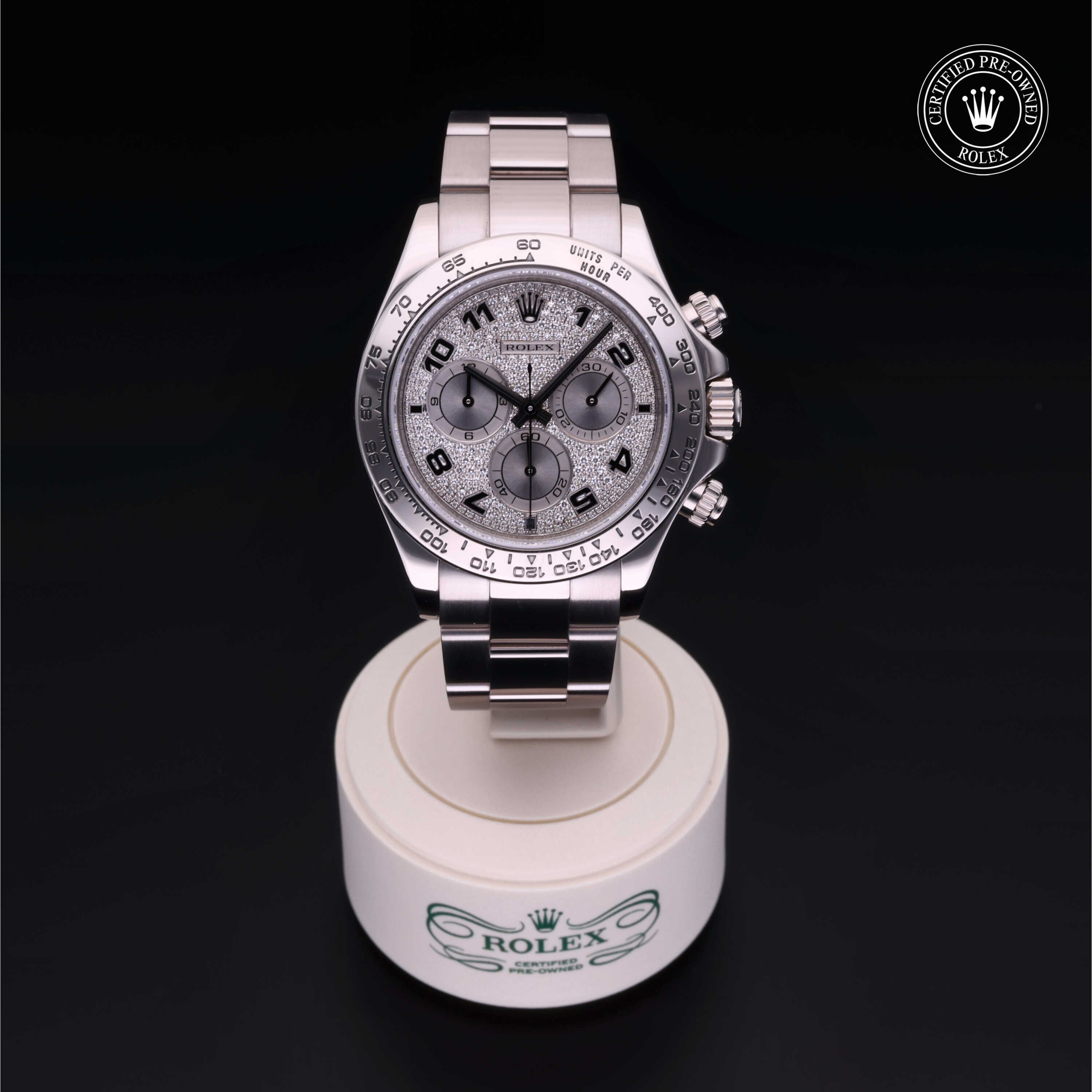 Rolex Certified Pre-owned Daytona M116509-0025 front on black background