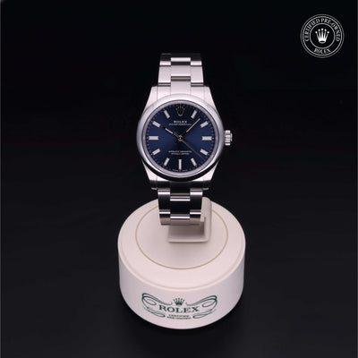 Rolex Certified Pre-owned Oyster Perpetual M277200-0003 front on black background