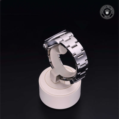 Rolex Certified Pre-owned Oyster Perpetual M277200-0003 front on black background