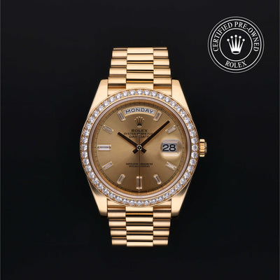 Rolex Certified Pre-owned Day-date M228348RBR-0002 front on black background