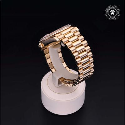 Rolex Certified Pre-owned Day-date M228348RBR-0002 front on black background