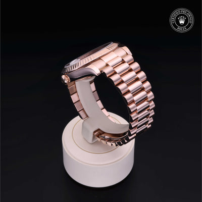 Rolex Certified Pre-owned Daydate Ii M218235-0001 front on black background