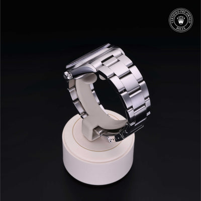 Rolex Certified Pre-owned Explorer M14270-0001 front on black background