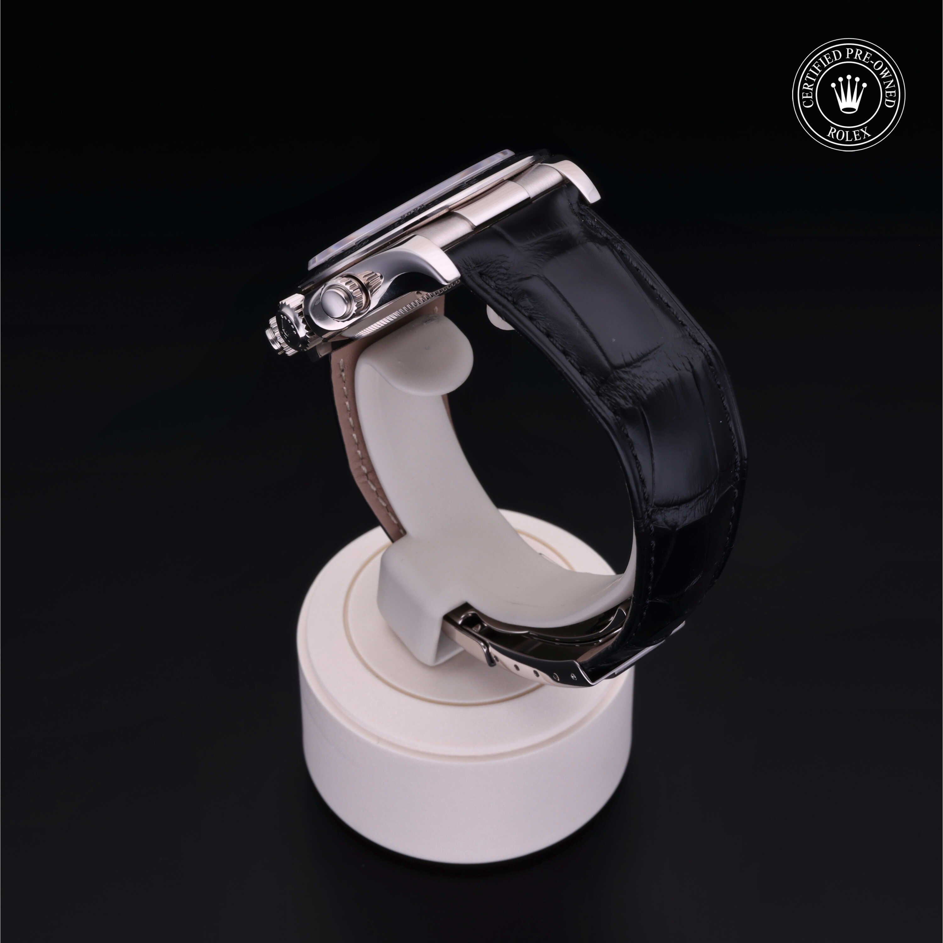 Rolex Certified Pre-owned Daytona M116519-0167 front on black background