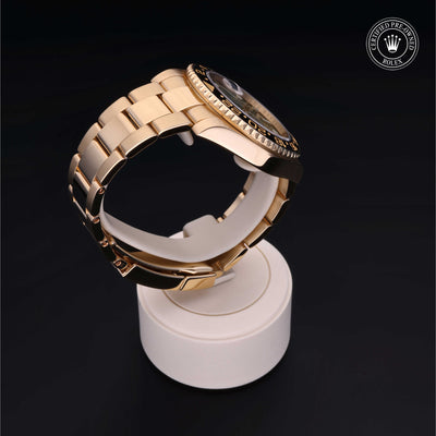 Rolex Certified Pre-owned GMT II M116718LN-0001 front on black background