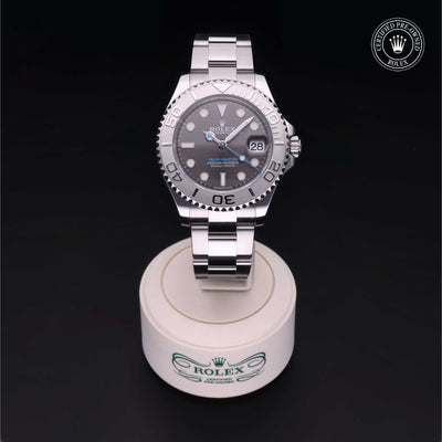 Rolex Certified Pre-owned Yacht-Master M268622-0002 front on black background