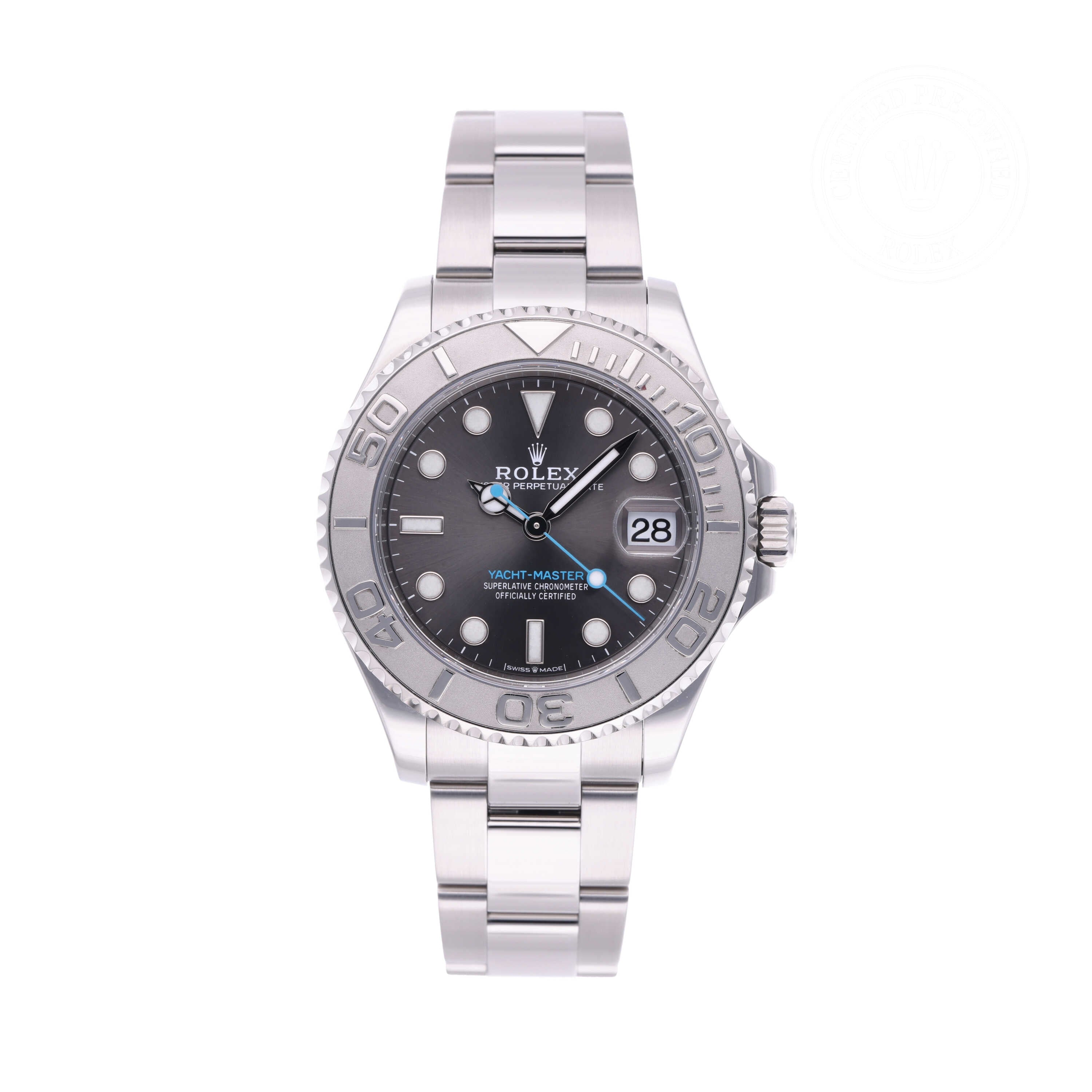 Rolex Certified Pre-owned Yacht-Master M268622-0002 front on white background