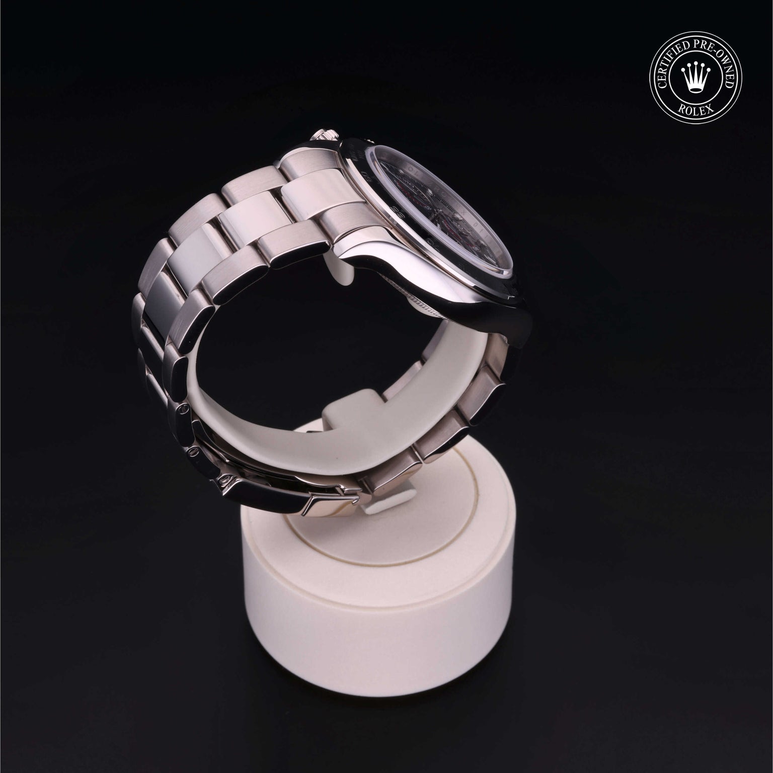 Rolex Certified Pre-owned Daytona M116509-0019 front on black background