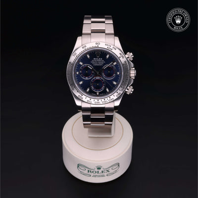 Rolex Certified Pre-owned Daytona M116509-0037 front on black background