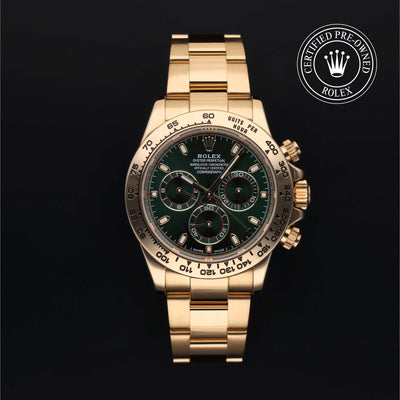 Rolex Certified Pre-owned Daytona M116508-0013 front on black background