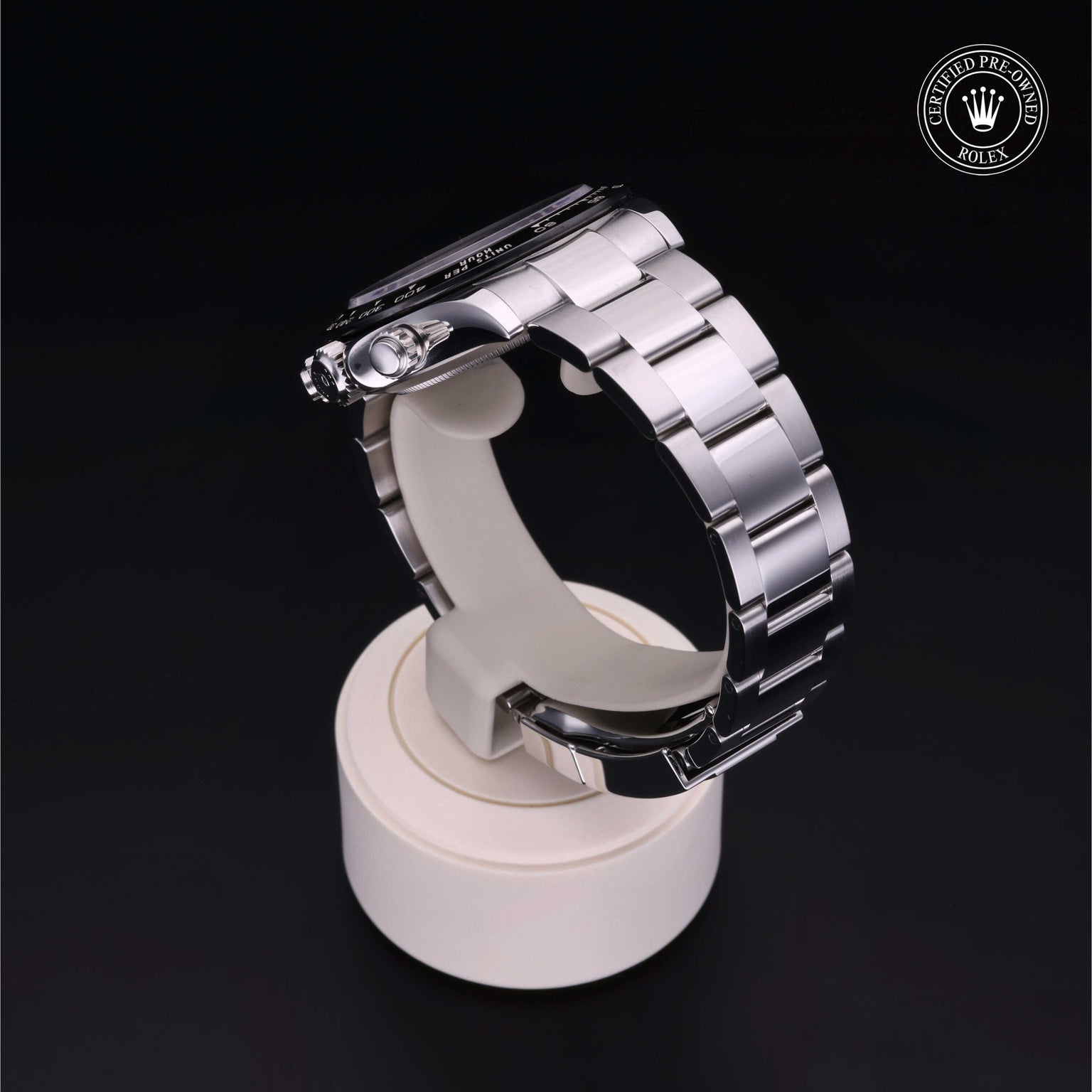 Rolex Certified Pre-owned Daytona M116500LN-0002 front on black background