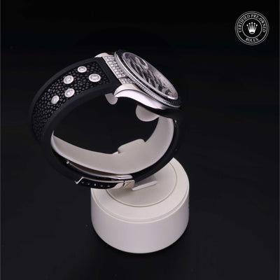 Rolex Certified Pre-owned Datejust M116199SANR-0001 front on black background