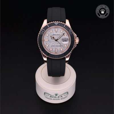 Rolex Certified Pre-owned Yacht-Master M116655-0005 front on black background