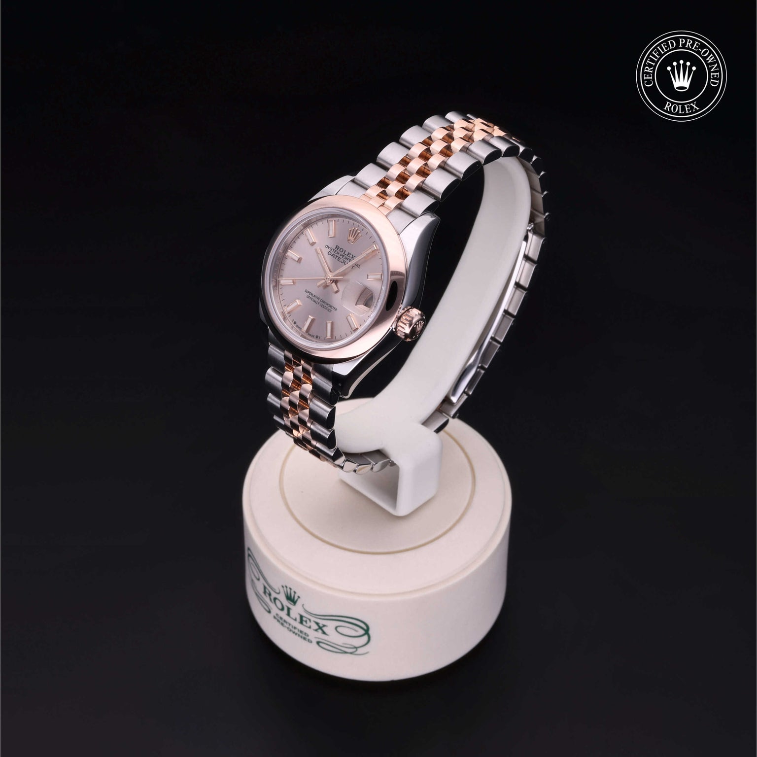 Rolex Certified Pre-owned Lady Datejust M279161-0001 front on black background