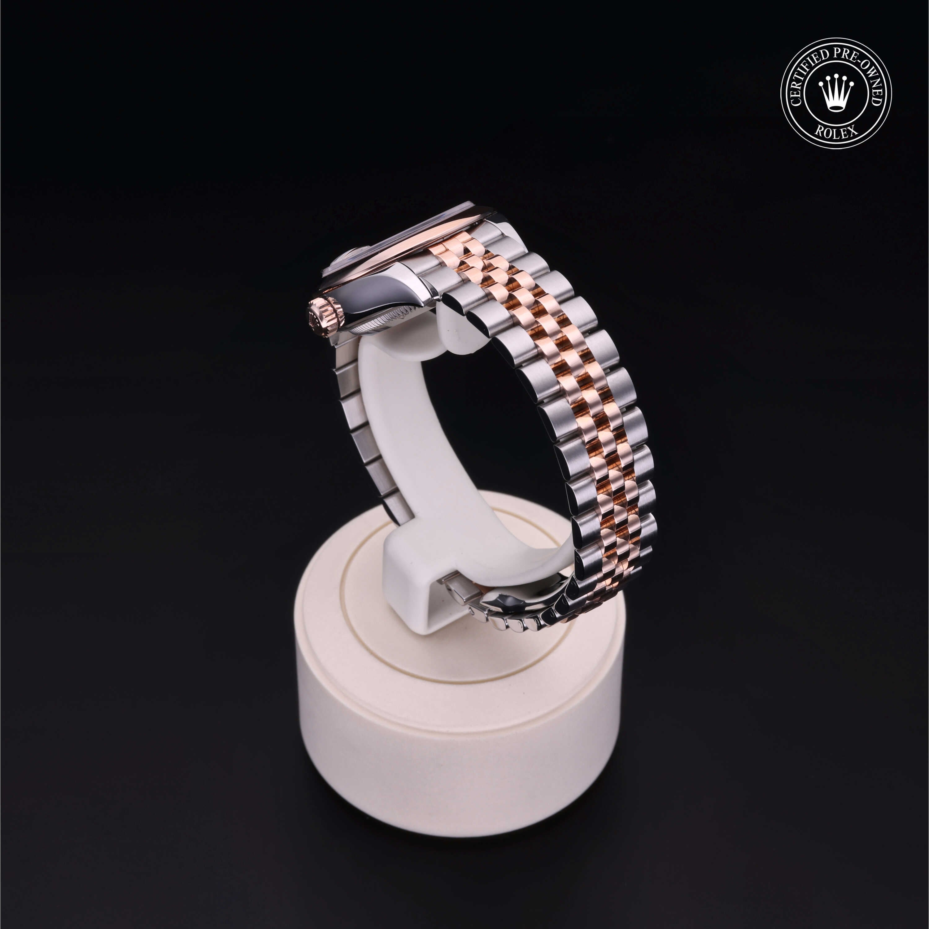 Rolex Certified Pre-owned Lady Datejust M279161-0001 front on black background