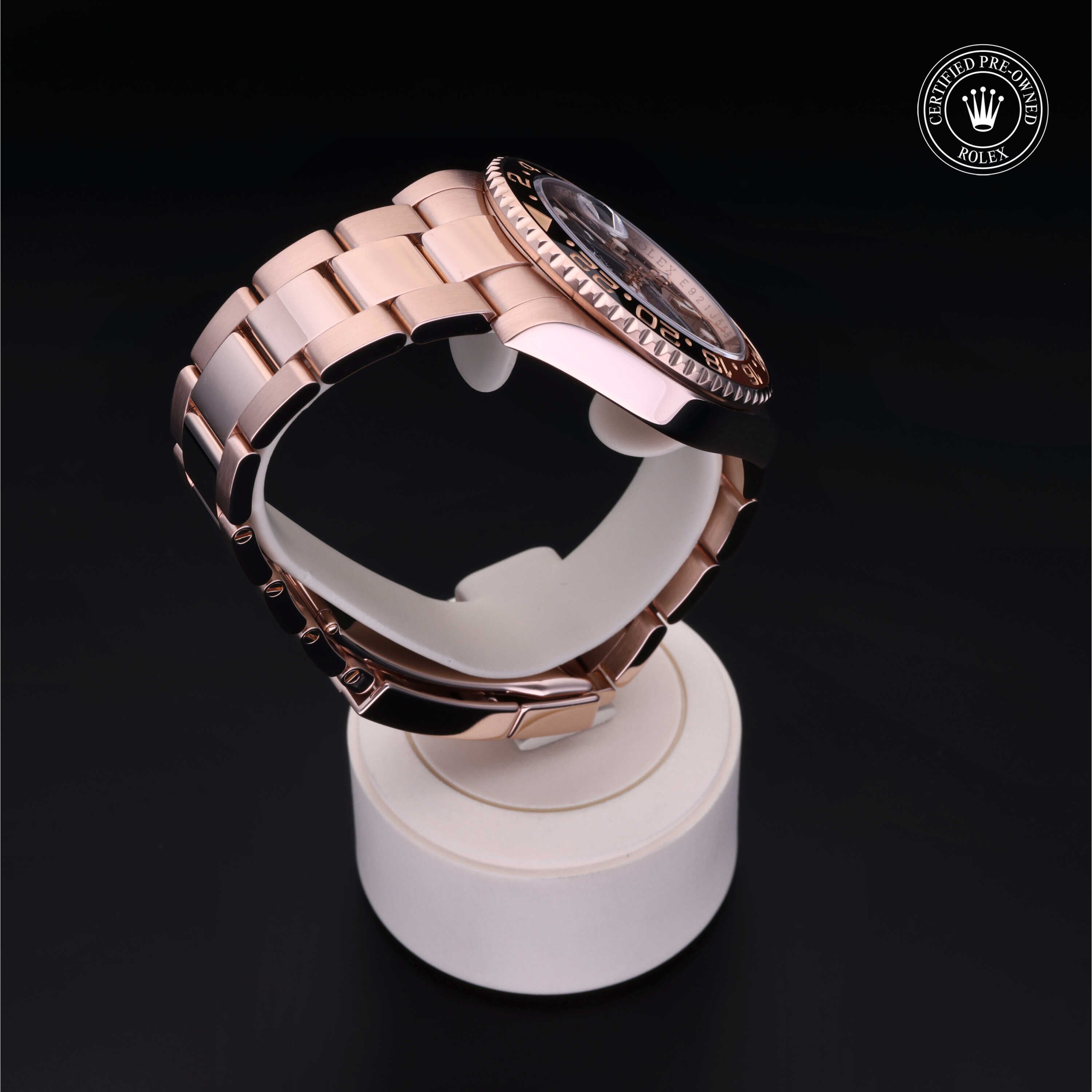 Rolex Certified Pre-owned GMT II M126715CHNR-0001 front on black background