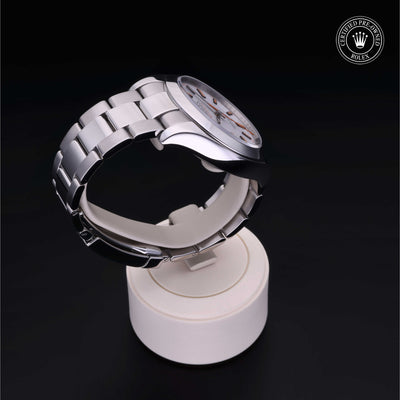 Rolex Certified Pre-owned Milgauss M116400-0002 front on black background