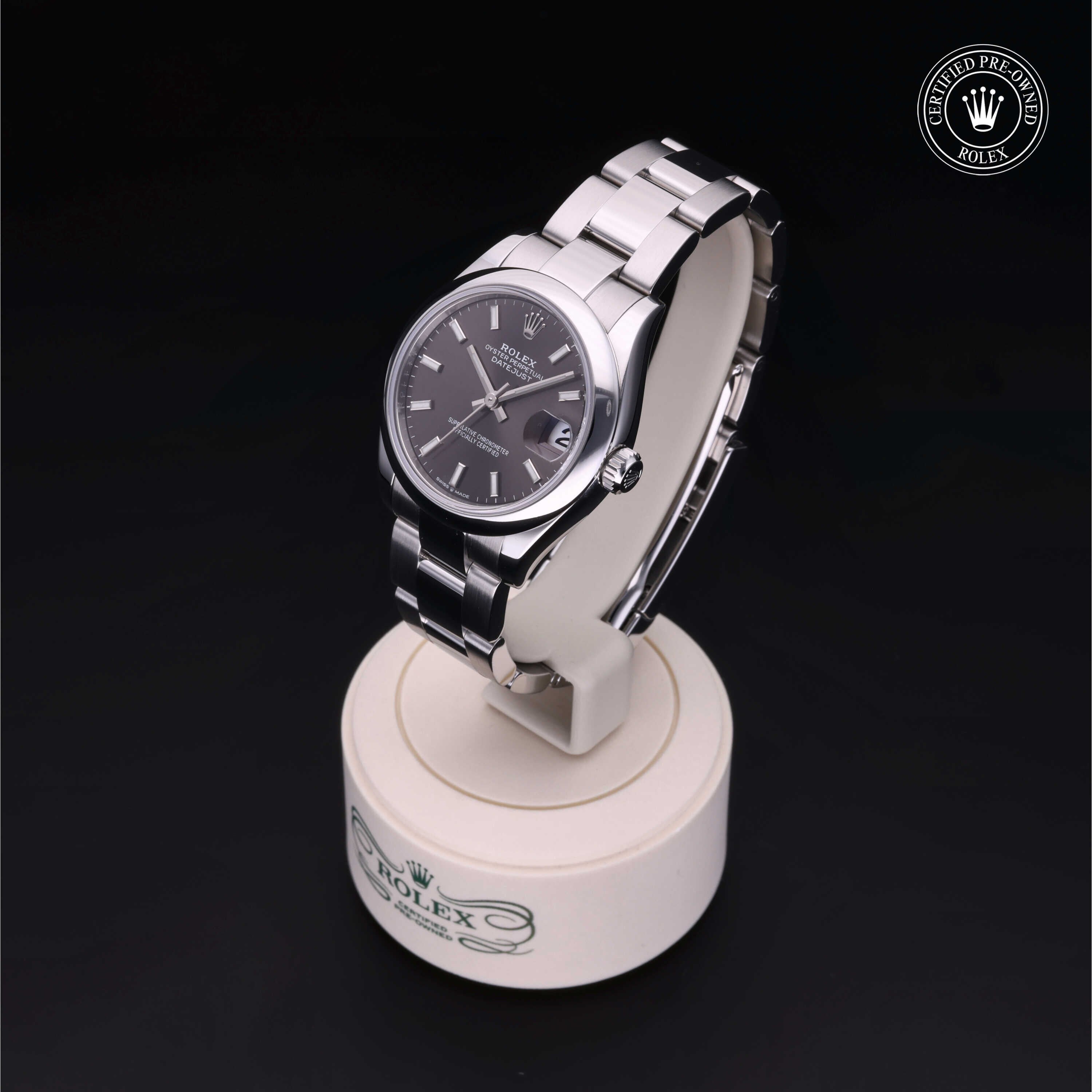 Rolex Certified Pre-owned Lady Datejust M278240-0009 front on black background