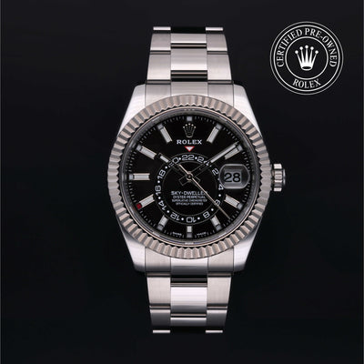 Rolex Certified Pre-owned Sky-Dweller M326934-0001 front on black background