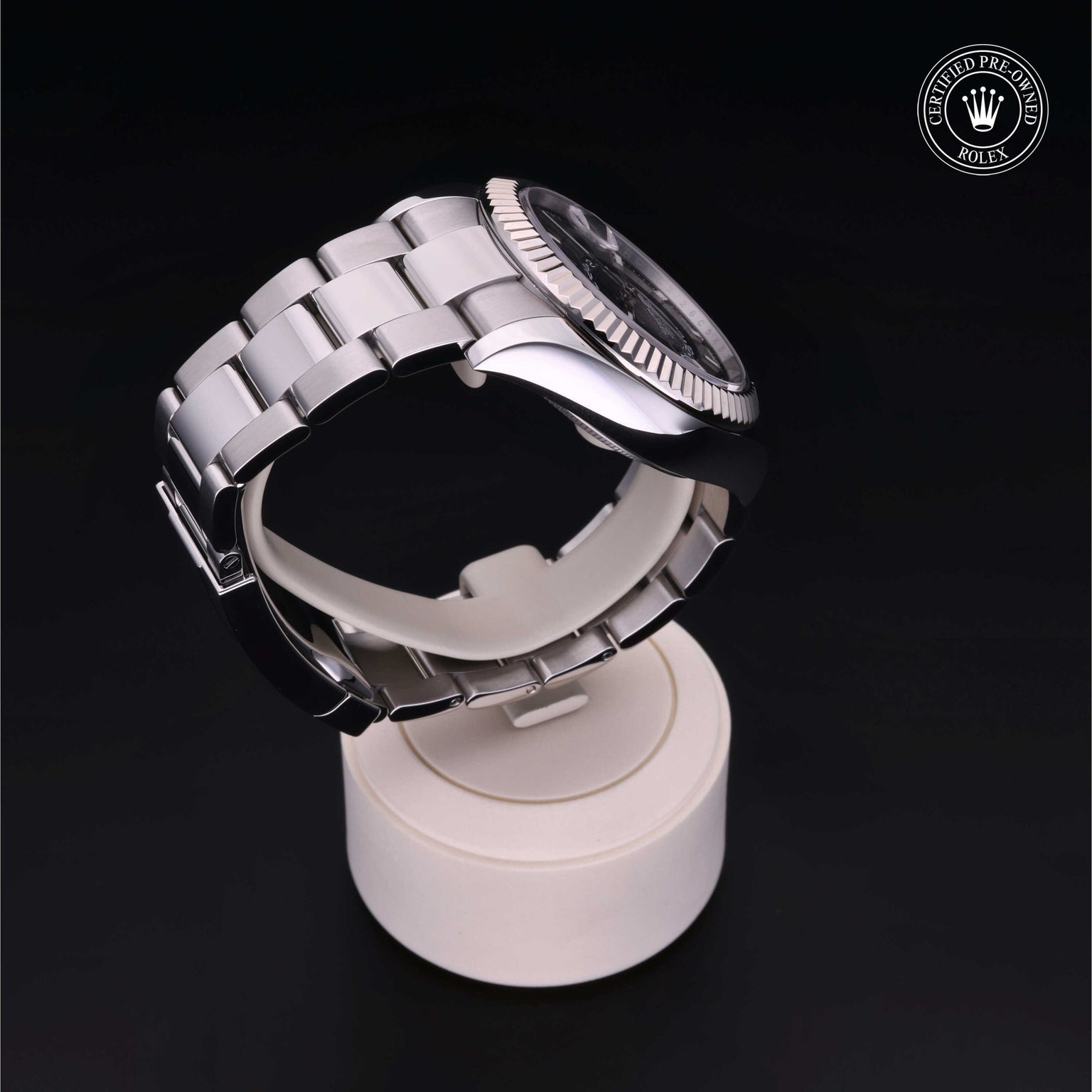 Rolex Certified Pre-owned Sky-Dweller M326934-0001 front on black background