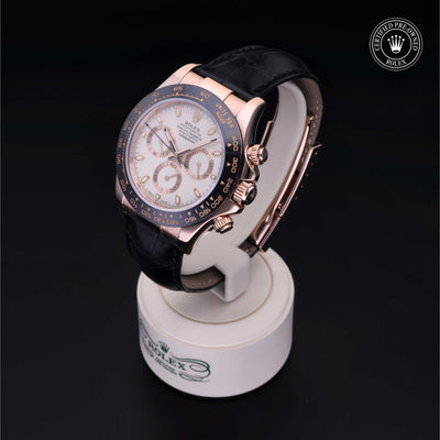 Rolex Certified Pre-owned Daytona M116515LN-0003 front on black background