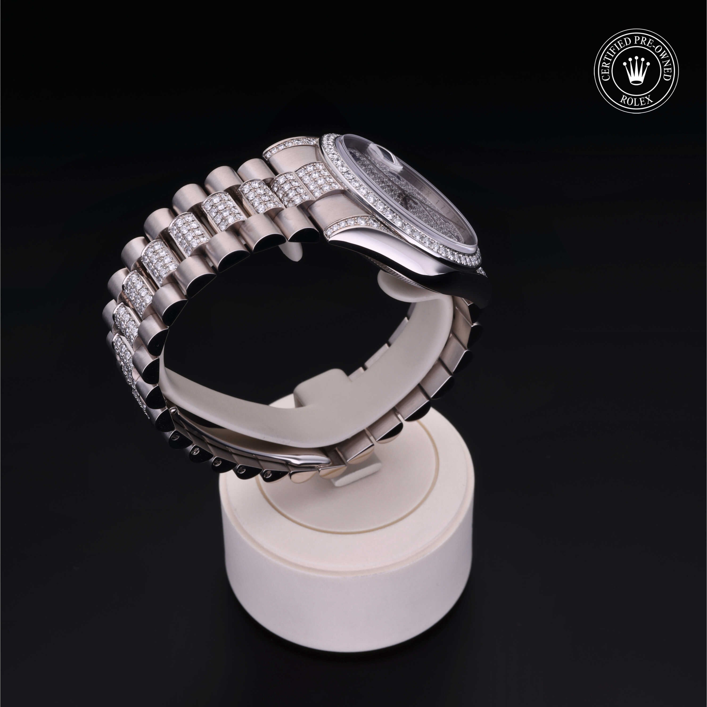 Rolex Certified Pre-owned Day-date M118389-0020 front on black background