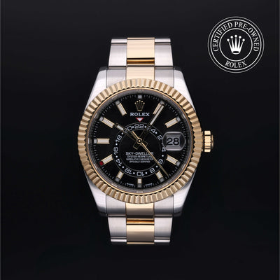 Rolex Certified Pre-owned Sky-Dweller M326933-0002 front on black background