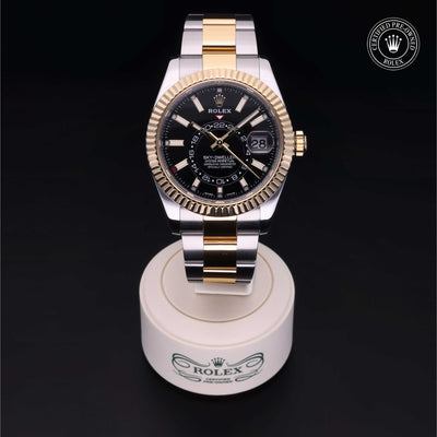 Rolex Certified Pre-owned Sky-Dweller M326933-0002 front on black background