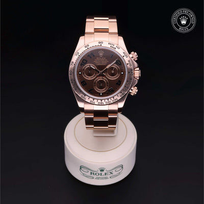 Rolex Certified Pre-owned Daytona M116505-0006 front on black background