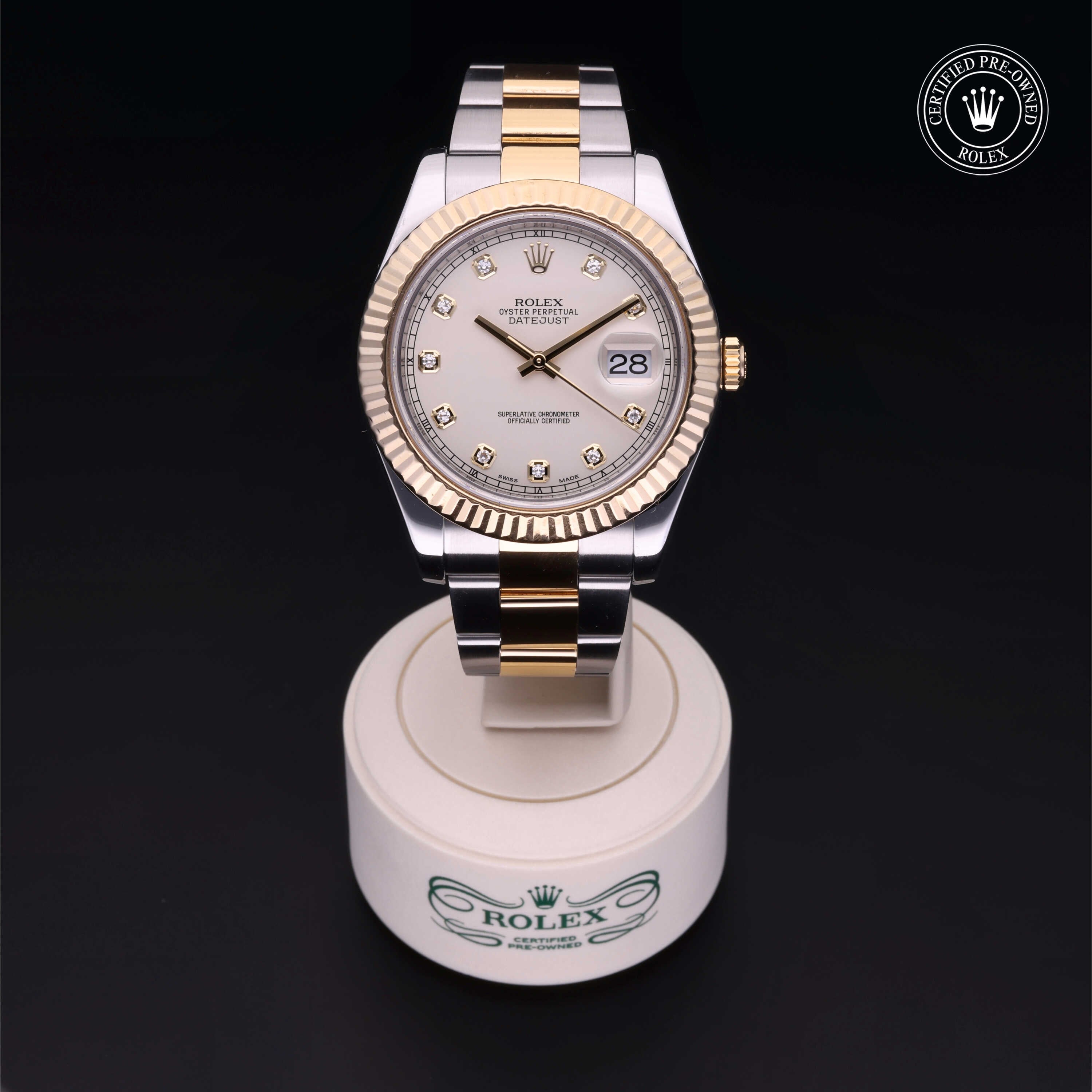 Rolex Certified Pre-owned Datejust M116333-0008 front on black background