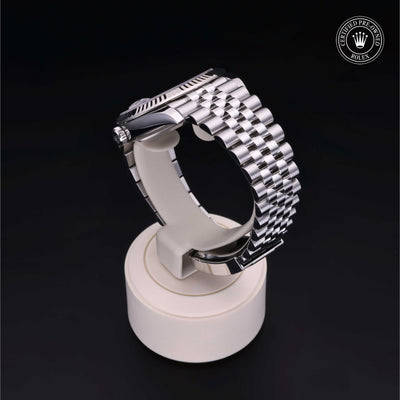 Rolex Certified Pre-owned Datejust M126334-0018 front on black background