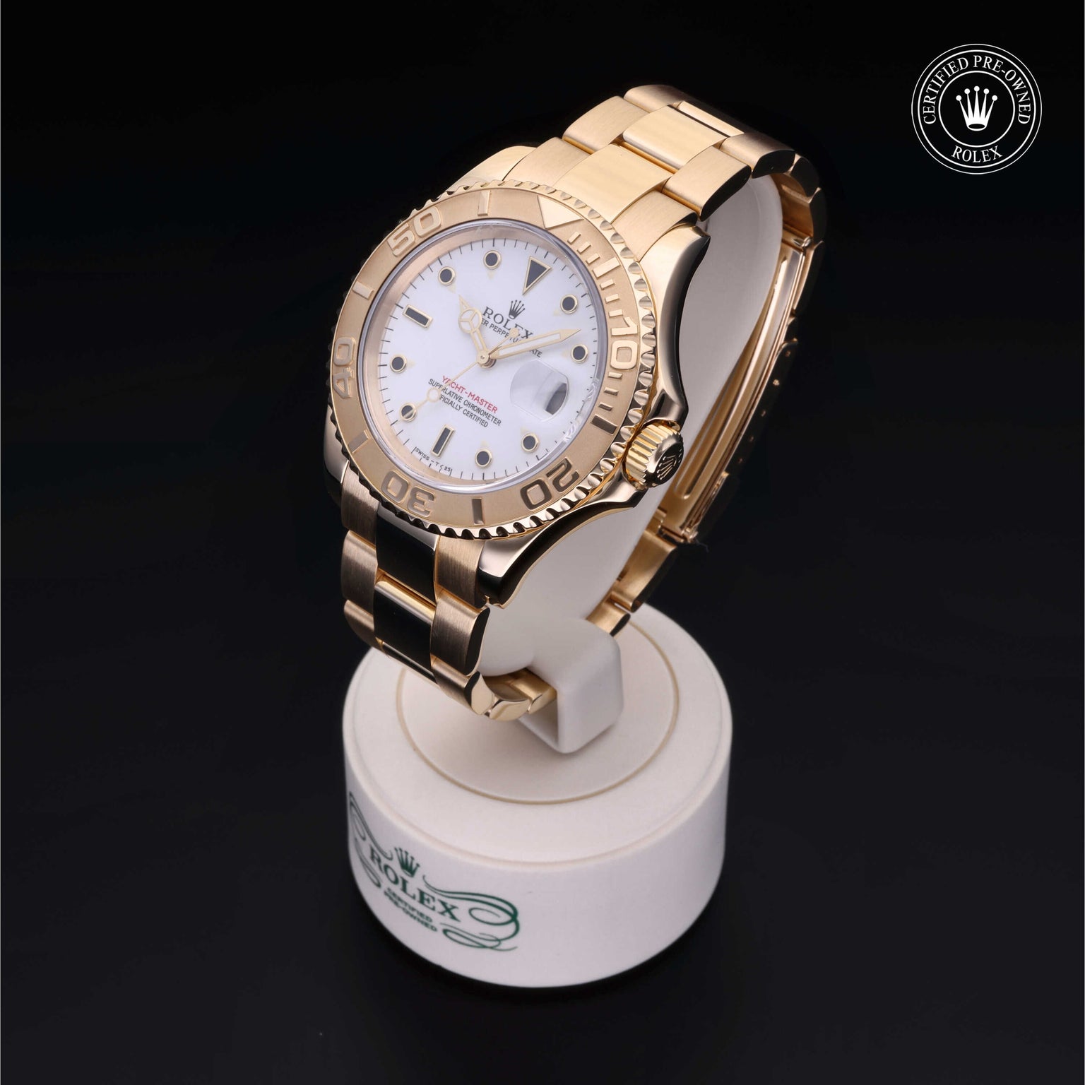 Rolex Certified Pre-owned Yacht-Master M16628-0007 front on black background