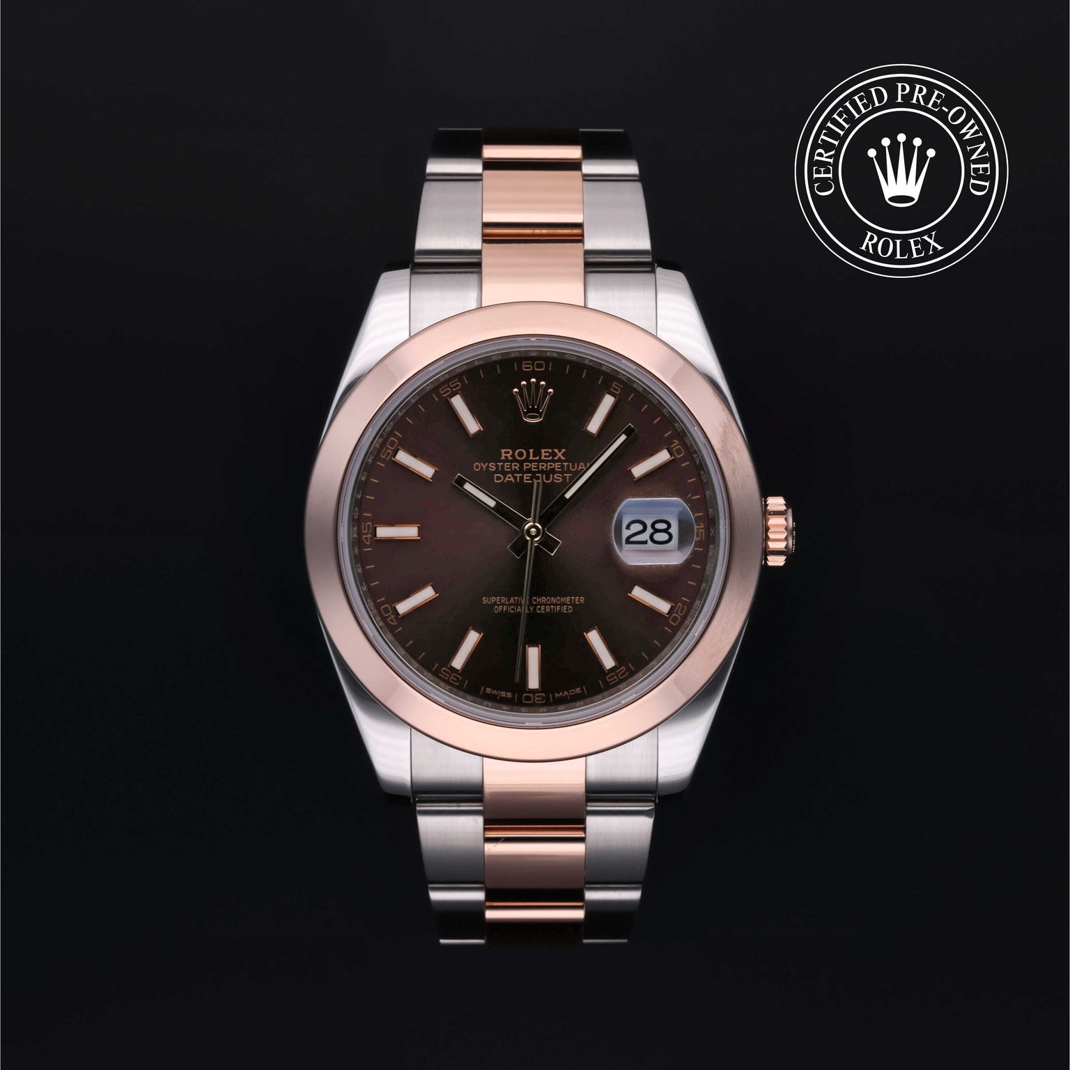 Rolex Certified Pre-owned Datejust M126301-0001 front on black background