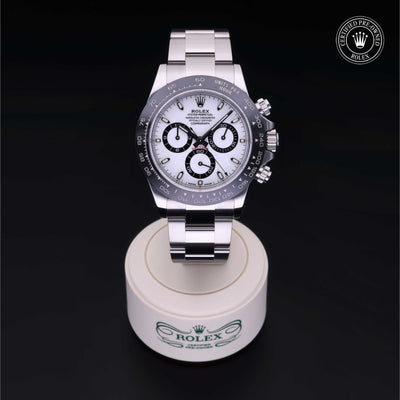 Rolex Certified Pre-owned Daytona M116500LN-0001 front on black background