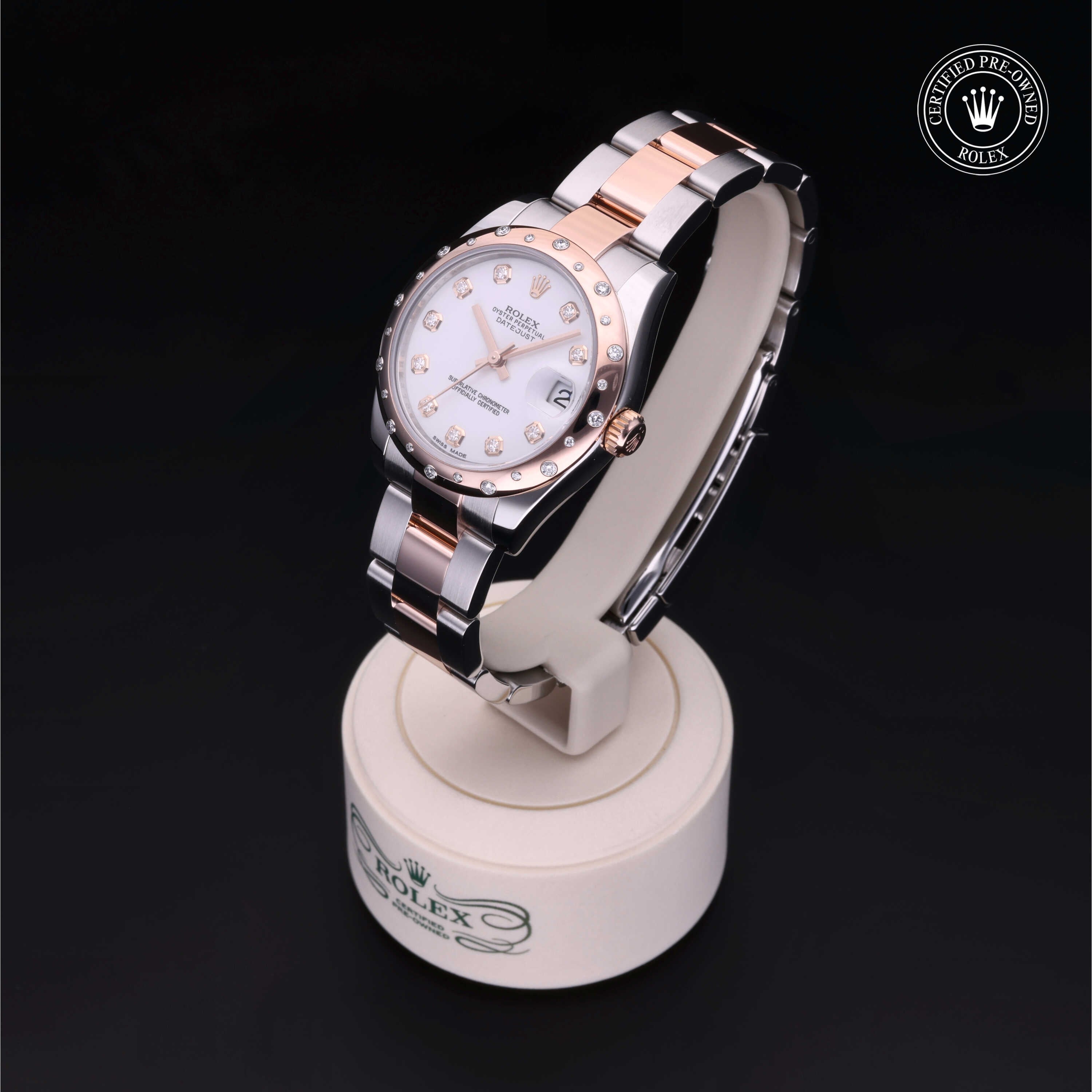 Rolex Certified Pre-owned Lady Datejust M178341-0015 front on black background