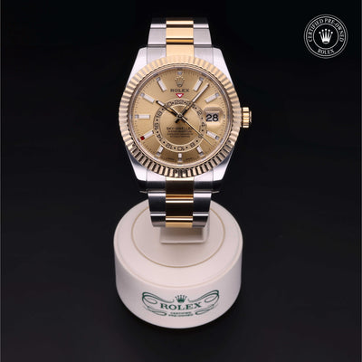Rolex Certified Pre-owned Sky-Dweller M326933-0001 front on black background