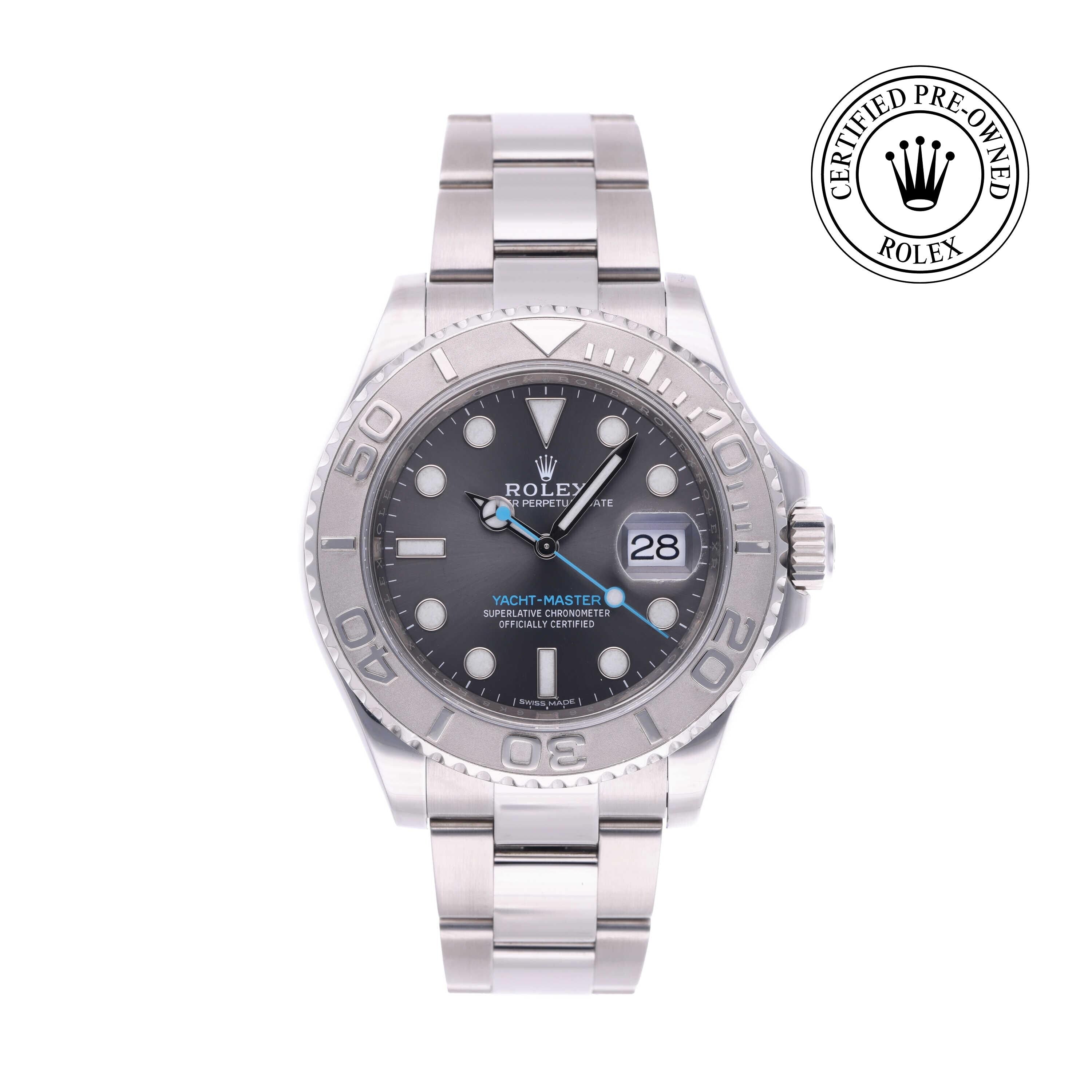 Rolex Certified Pre-owned Yacht-Master M116622-0003 front on white background