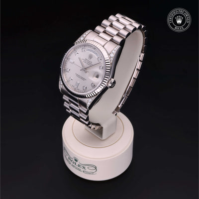 Rolex Certified Pre-owned Day-date M118339-0020 front on black background