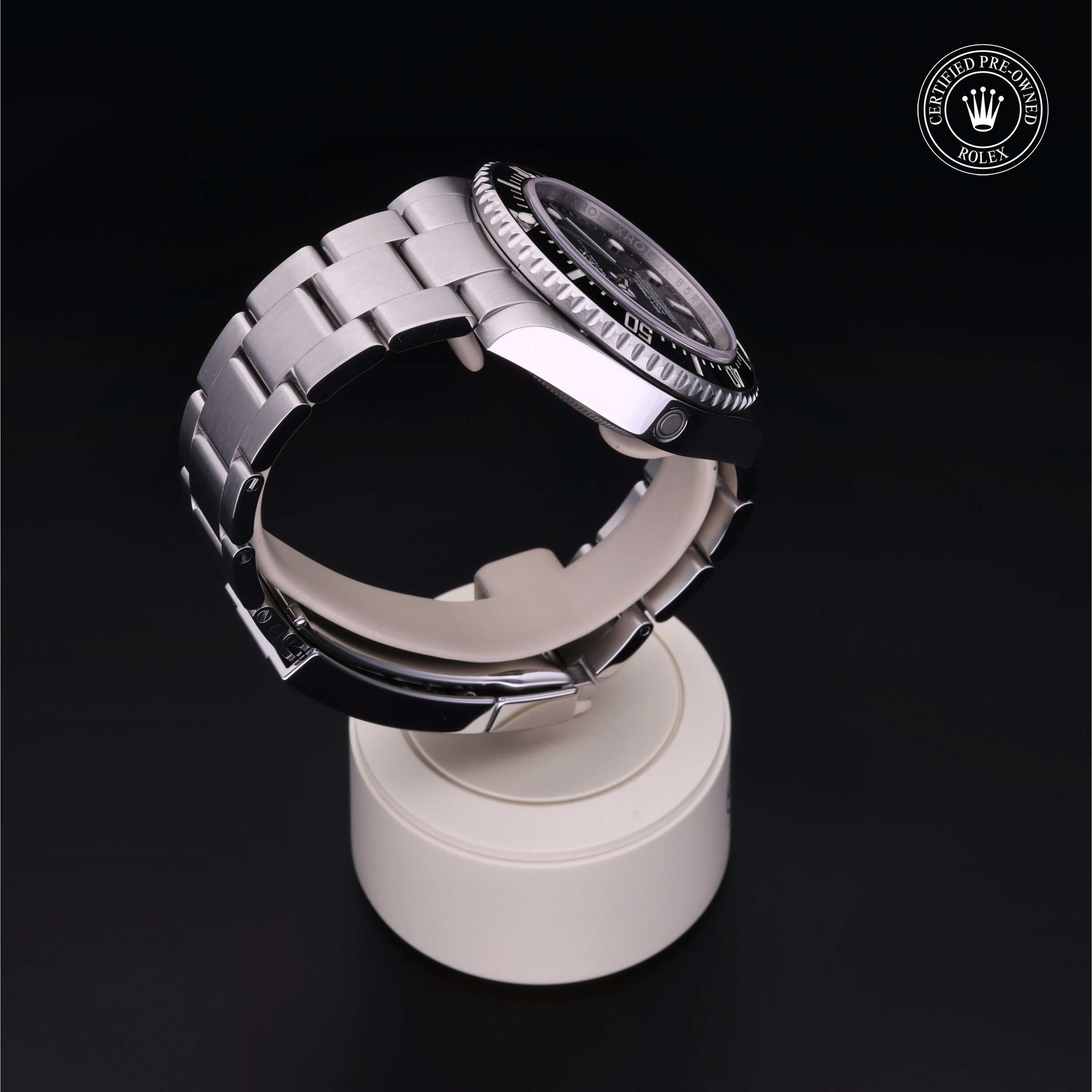 Rolex Certified Pre-owned Sea-Dweller M116600-0003 front on black background